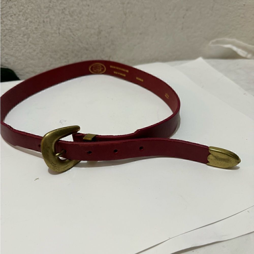 Laura Ashley Red Leather Belt Boho 28/70 VTG Made in England
